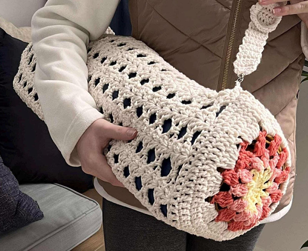 Crochet yoga mat bag.