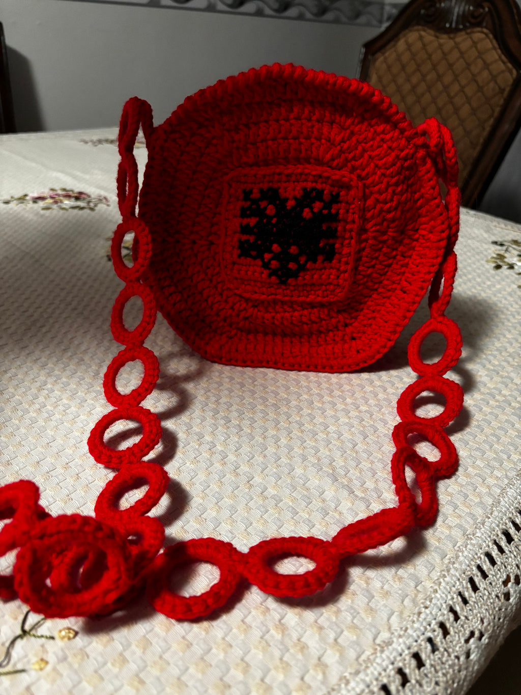 Albanian eagle crochet bag.