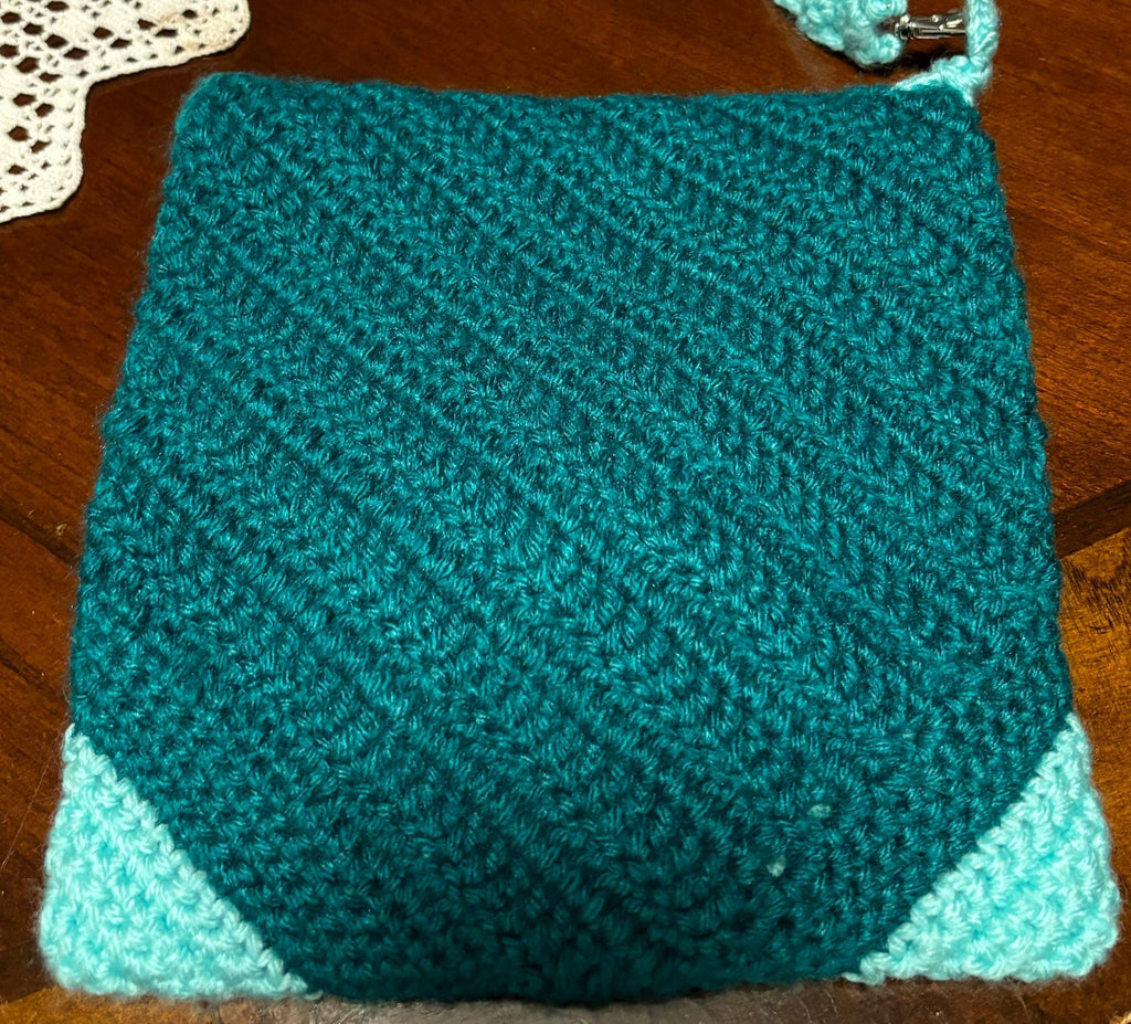 Crochet crossbody bag.
