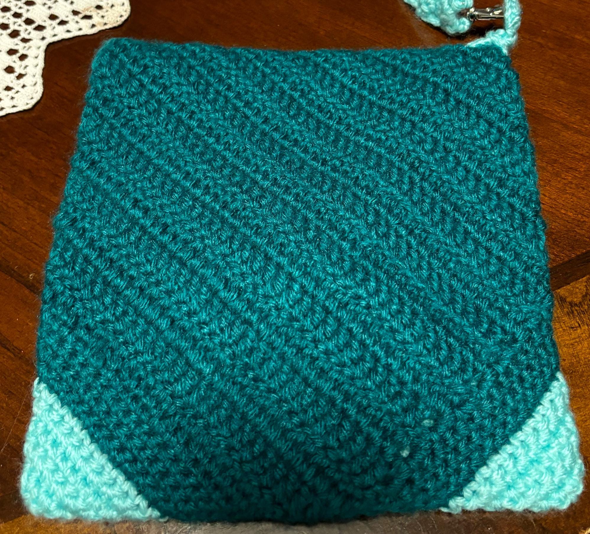Crochet crossbody bag.