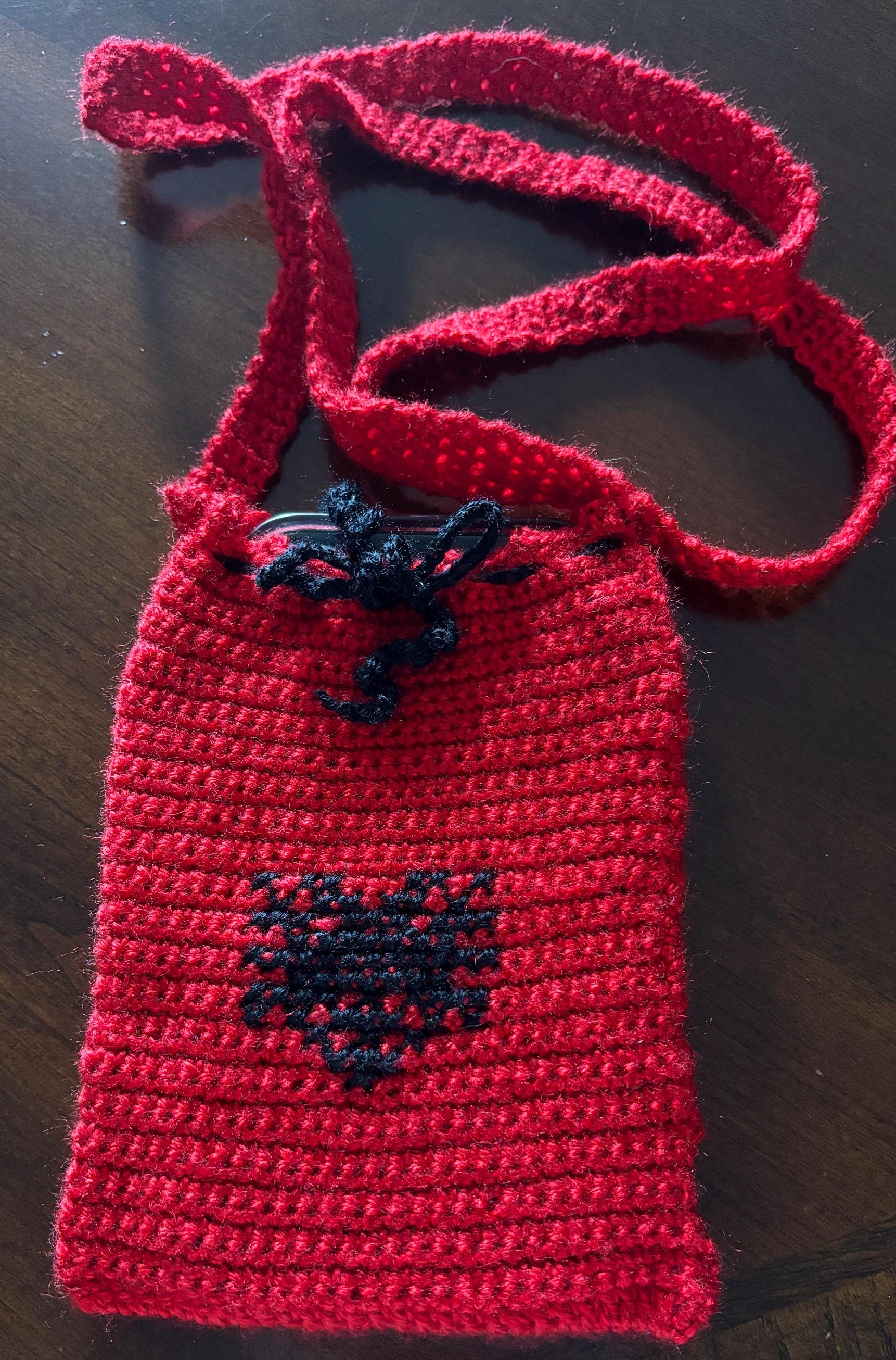 Albanian flag crochet crossbody