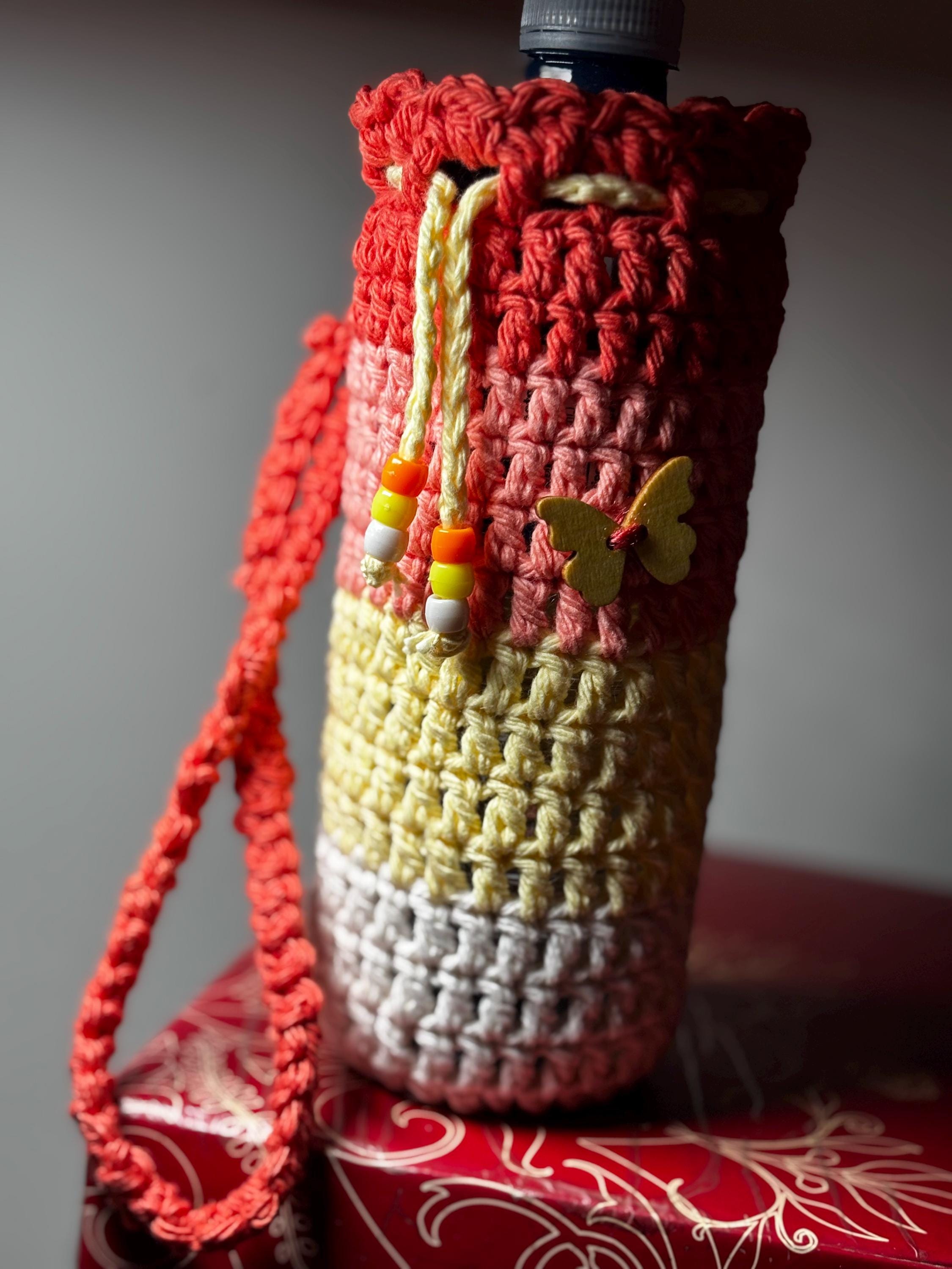 Crochet water bottle holder.