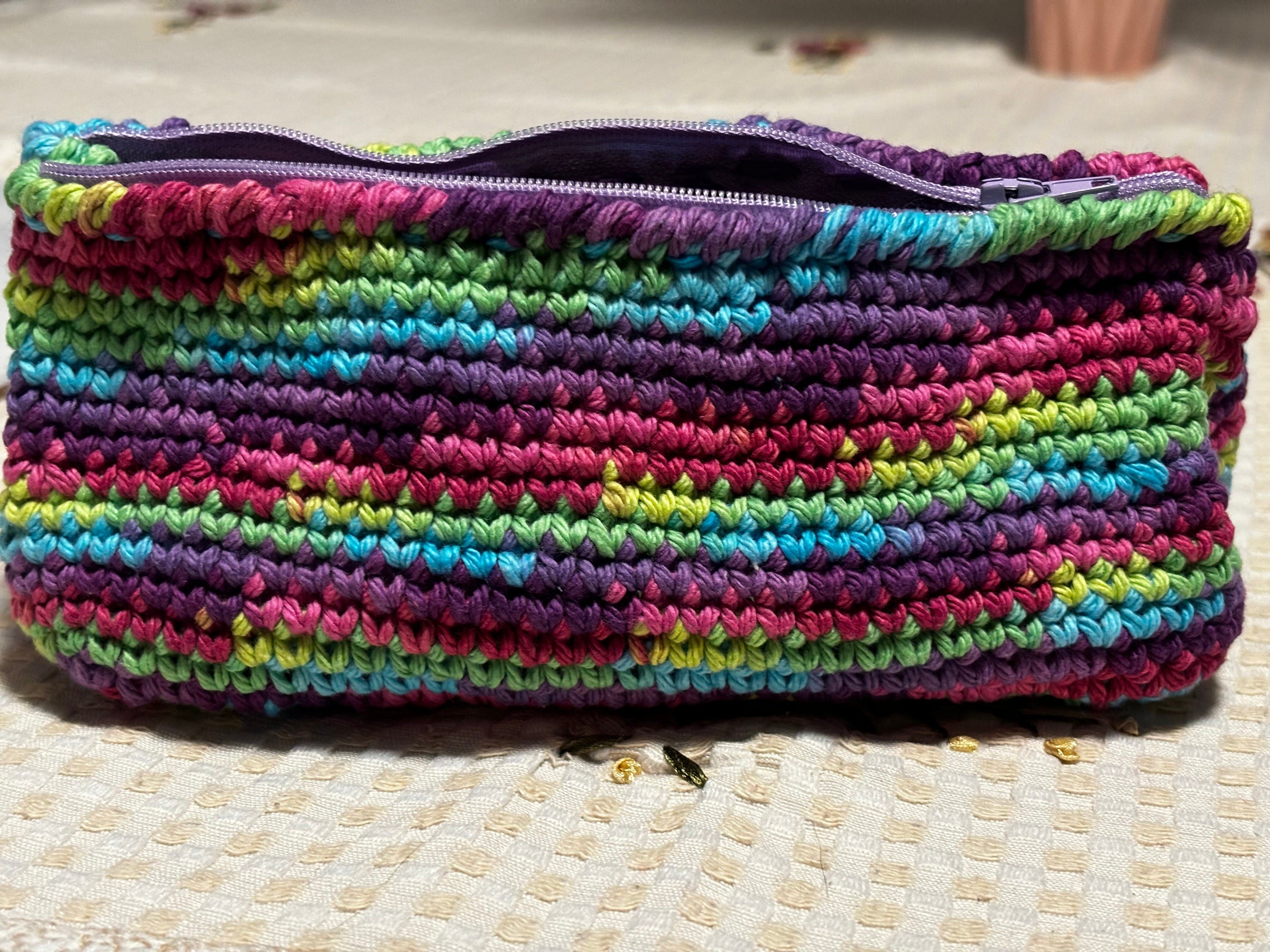 Crochet Pouch: Rainbow Makeup or School Supplies