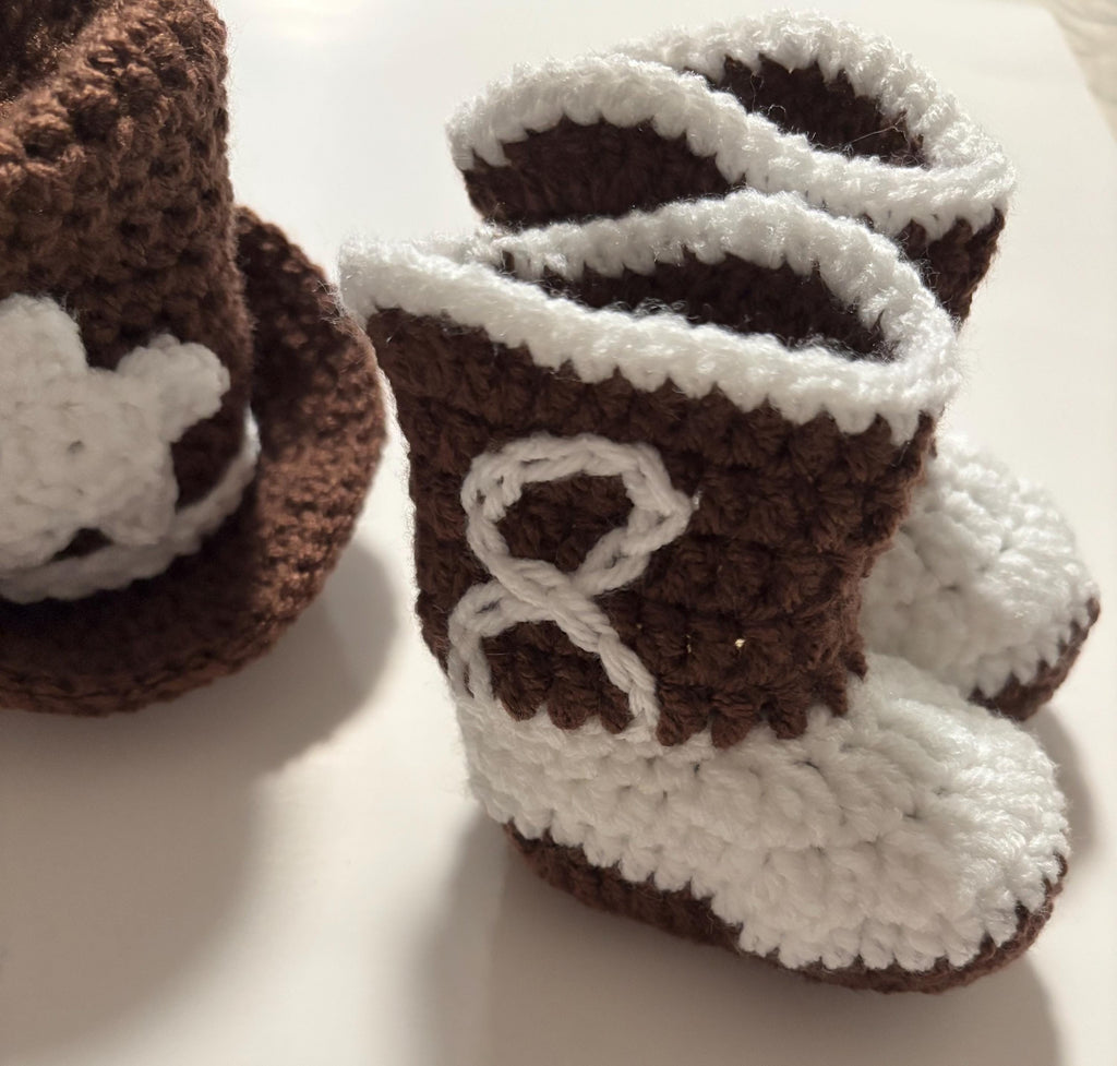 Crochet cowboy baby set.