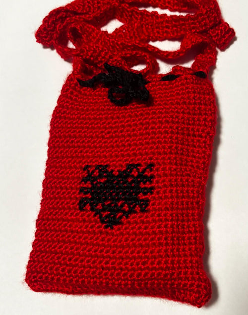 Albanian flag crochet crossbody
