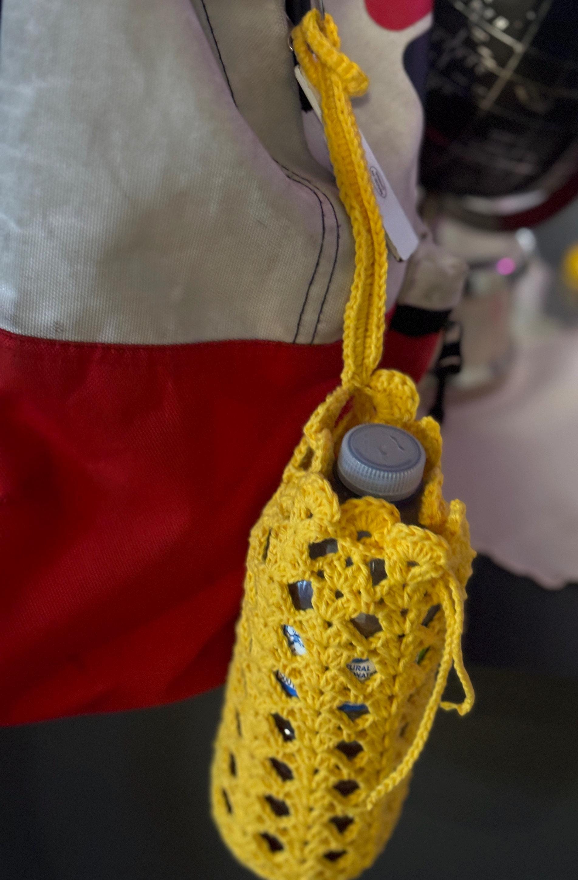 Crochet water bottle holder.