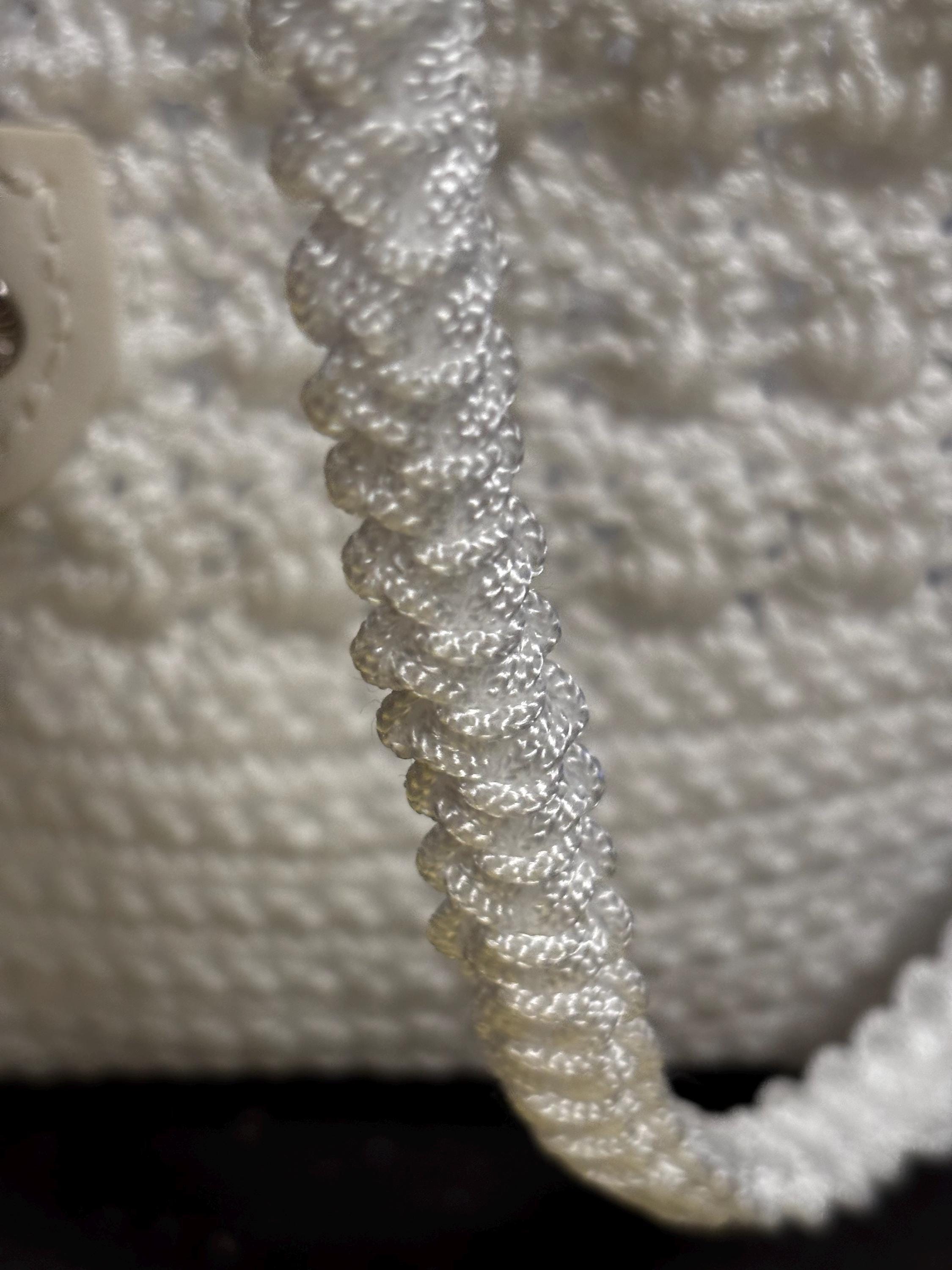 Crochet Handbag: White Knit Purse - 28x9x20cm