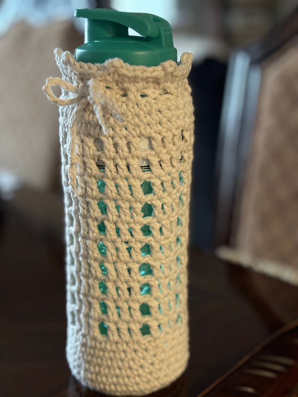 Crochet water bottle holder.