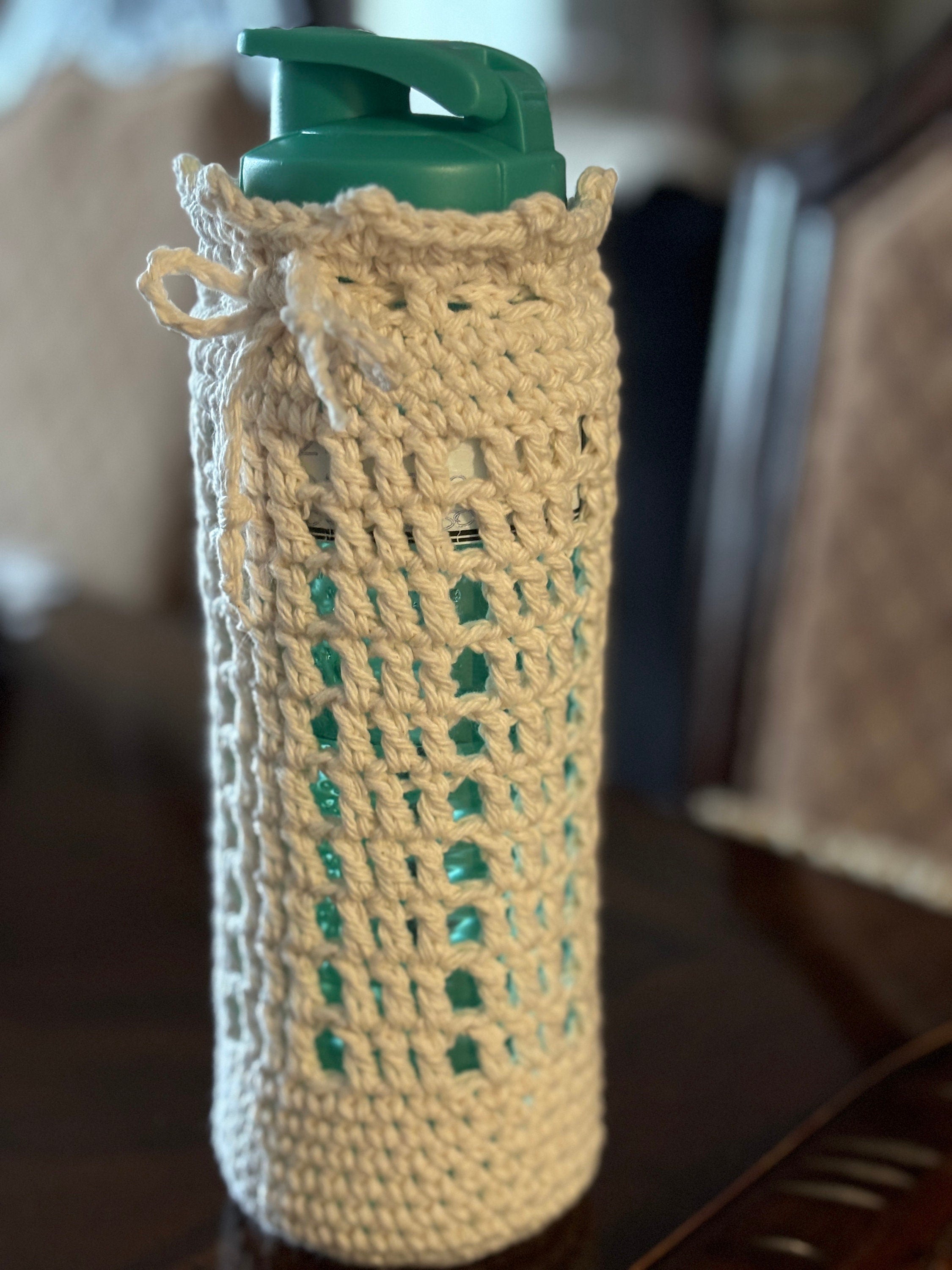 Crochet water bottle holder.