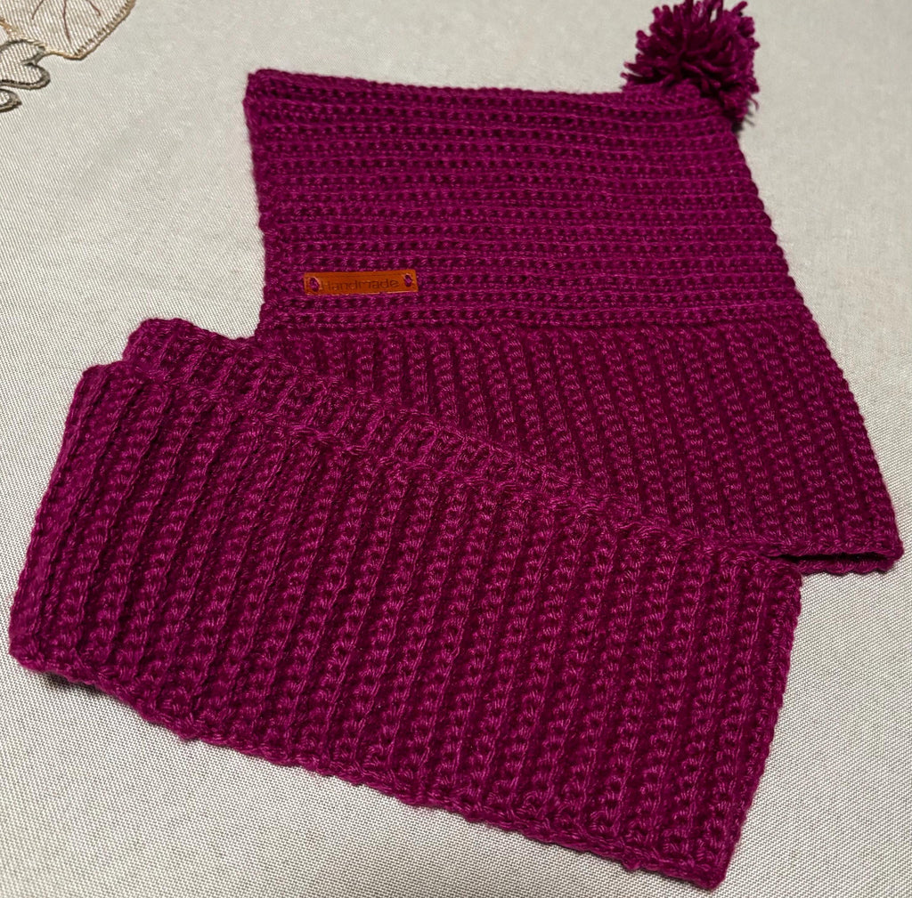 Crochet hooded scarf for toddlers.