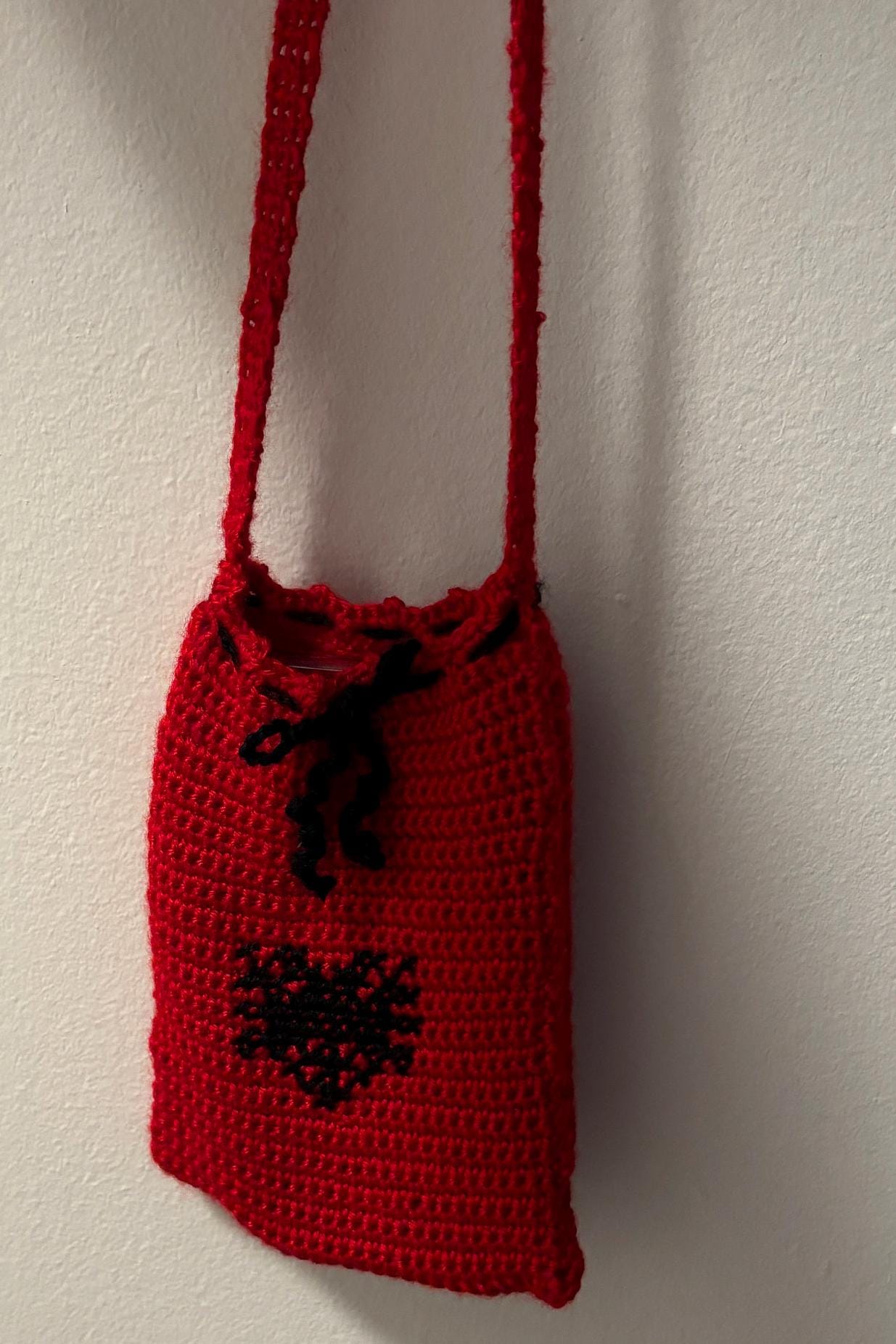 Albanian flag crochet crossbody