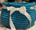 Crochet Basket with White Bow: Macrame Cord Basket