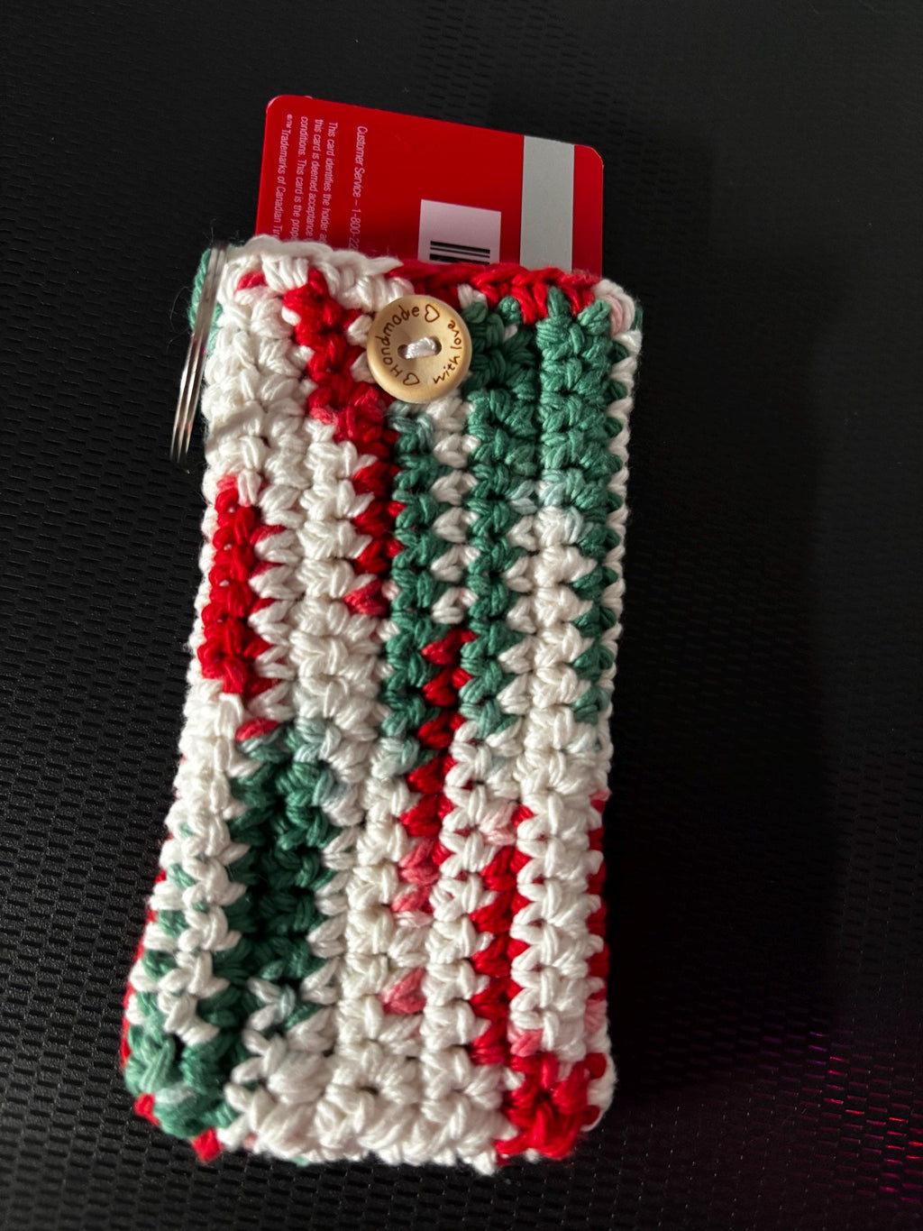 Crochet card holder.