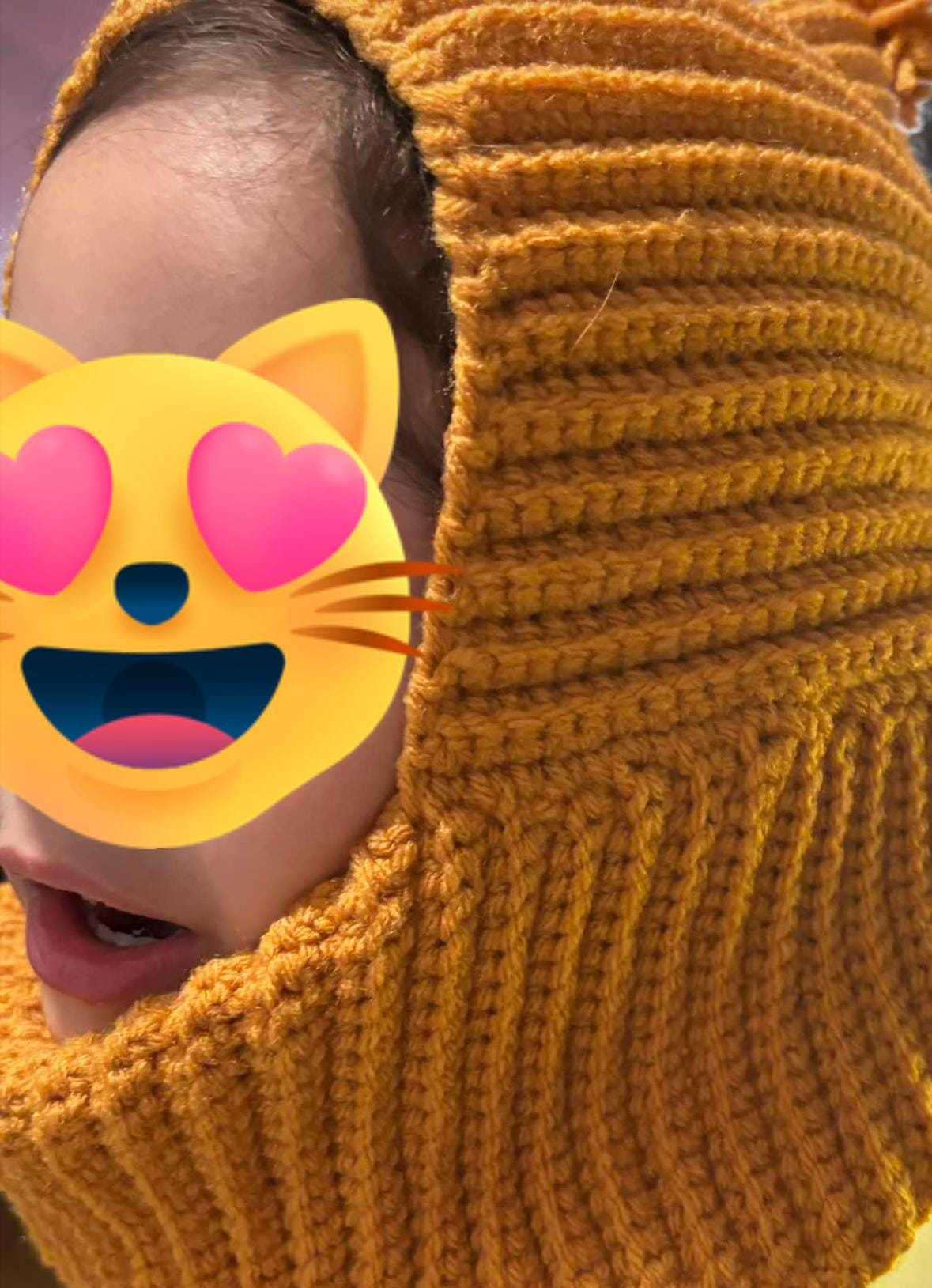 Crochet hooded scarf for toddlers.