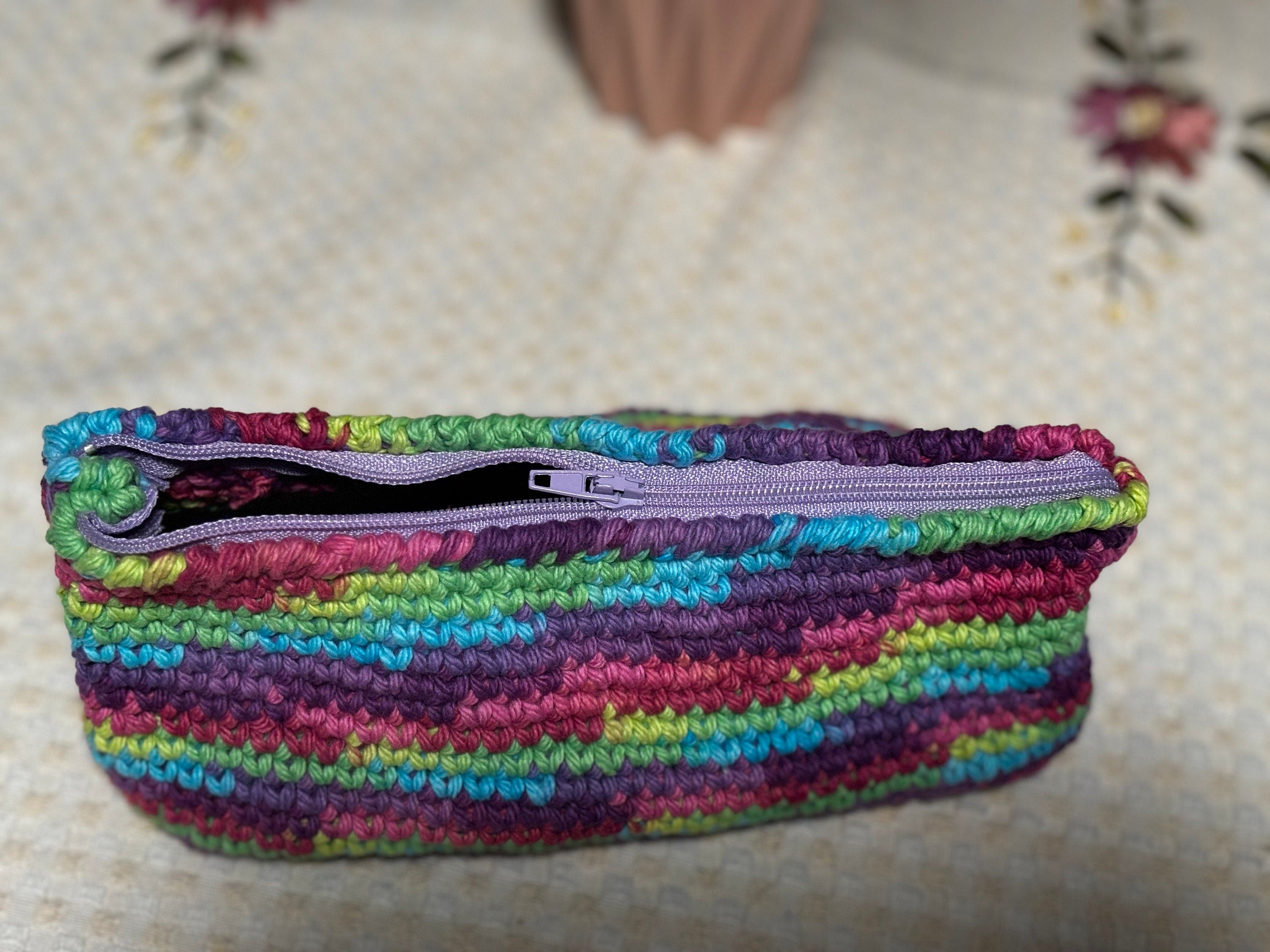 Crochet Pouch: Rainbow Makeup or School Supplies