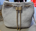 White Crochet Handbag with Leather Straps
