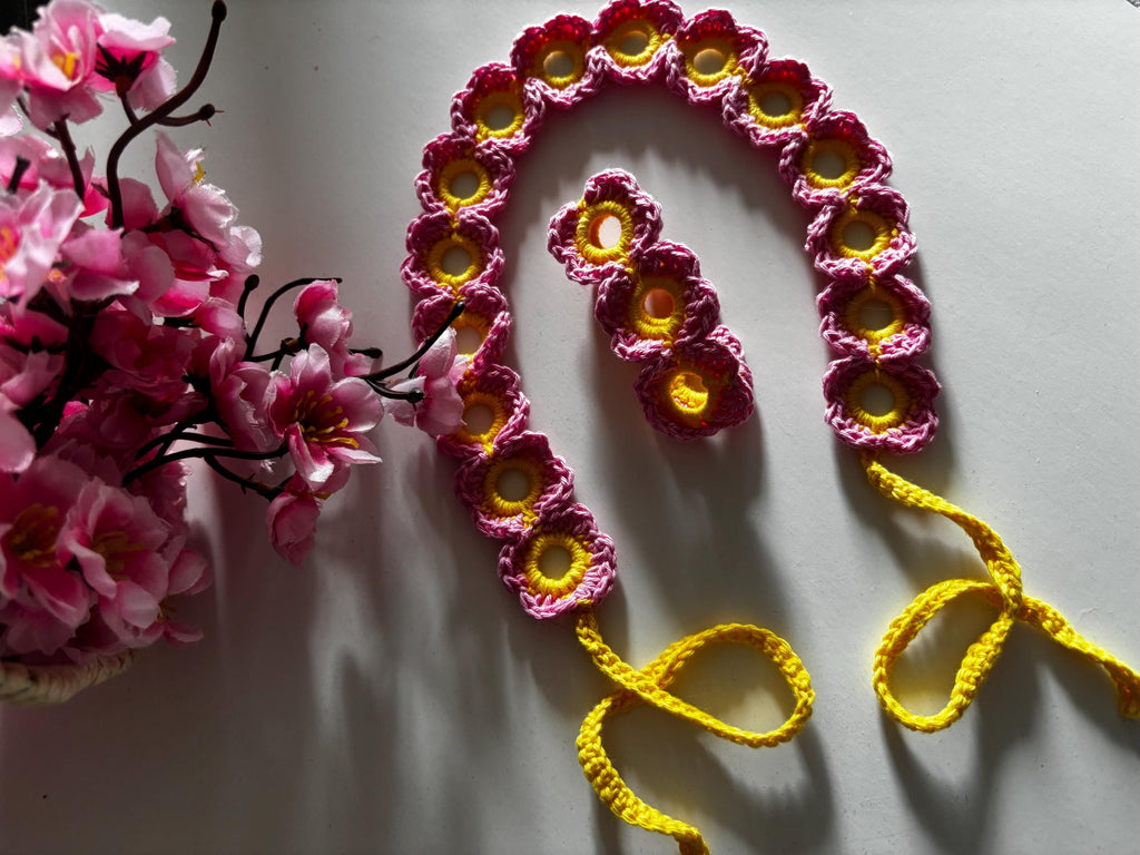 Crochet headband and bracelet set.