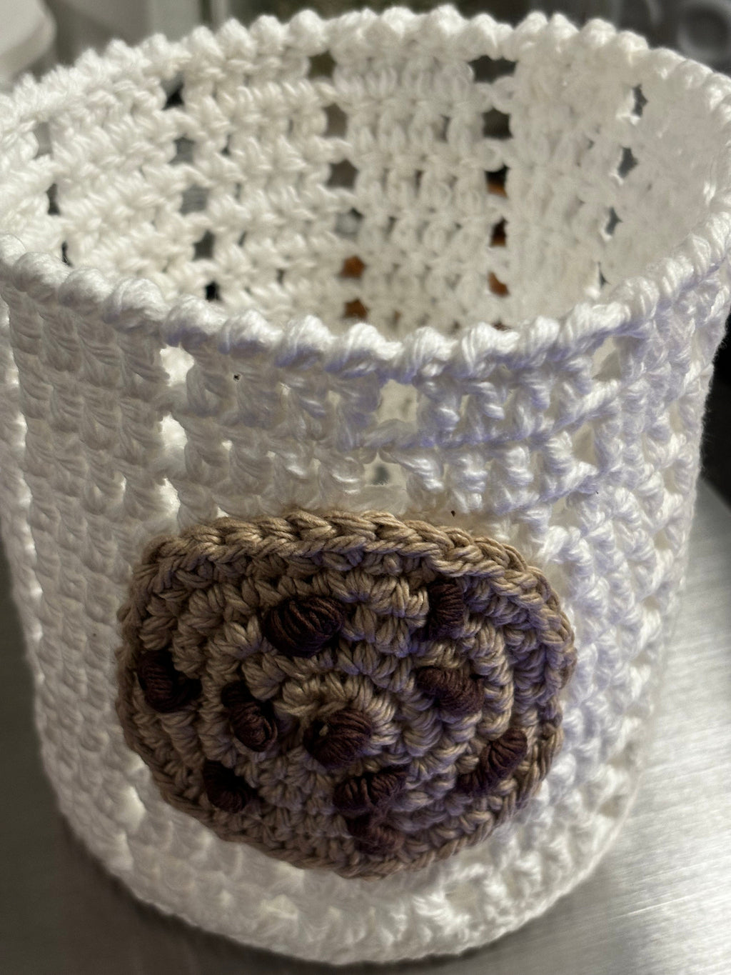 Crochet cookie jar cover.